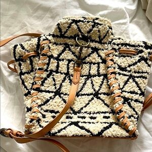 🤎 Boho Woven Crossbody Bag with Leather Detail – Made in India